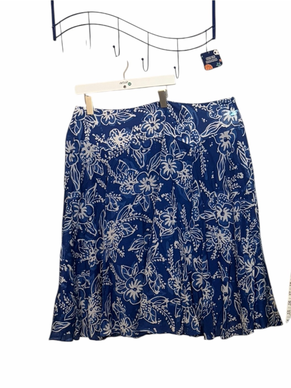 Jones New York Blue and White Floral A-Line Skirt